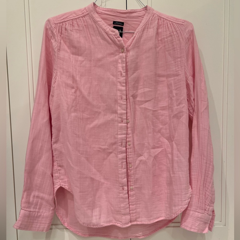 GAP BPink Button-Up Muslin Shirt